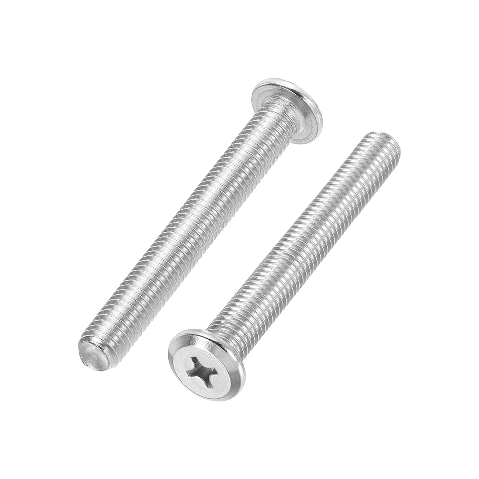 PATIKIL Flat Round Head Phillips Screws, 2 Pack M10-1.5 x 80mm Binding Screws 304 Stainless Steel 18-8 Full Thread, Phillips Drive Machine Screw Furniture Screw Connector Bolts