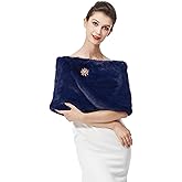 BEAUTELICATE Women Faux Fur Shawl Shrug Bridal Stole Wrap for Winter Wedding Party
