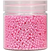 BALABEAD Pink Color 3mm Seed Beads About 4000pcs/110gms in Box 8/0 Glass Seed Beads for Jewelry Makings (Pink -Size 3mm)