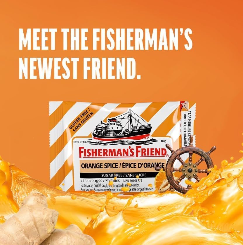 Fisherman’s Friend – Sugar Free Orange Spice | For Temporary Relief of Cough & Sore Throat | 8 Packs of 22 Lozenges (176 Total Count)