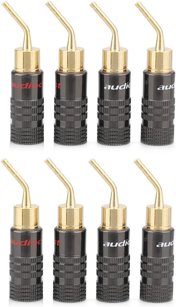 Audiocrast 8 Pcs 2mm Banana Plugs Speaker Pins,Screw Locking No Need Soldering, Audio Jack Connector Adapter Corrosion-Resistant for Speaker Cable