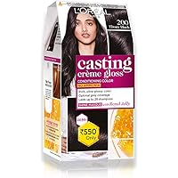 L'Oreal Paris Casting Creme Gloss Hair Color, Ebony Black 200, 87.5g+72ml