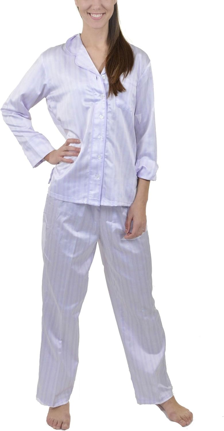 Carole Hochman Women's Brushed Back Satin L/S Notch Collar