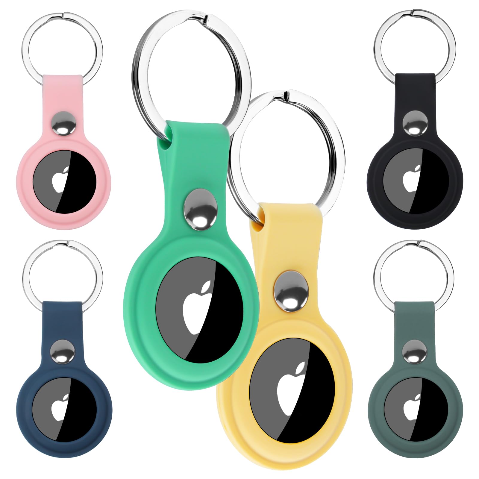 Alyvisun AirTag Holder [6 Pack], Colorful AirTag Keyring, Silicone AirTag Case, 360-degree Protection