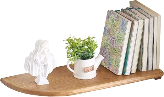 Inman Home Floating Corner Shelf Oak Wood Round End Oak Wood