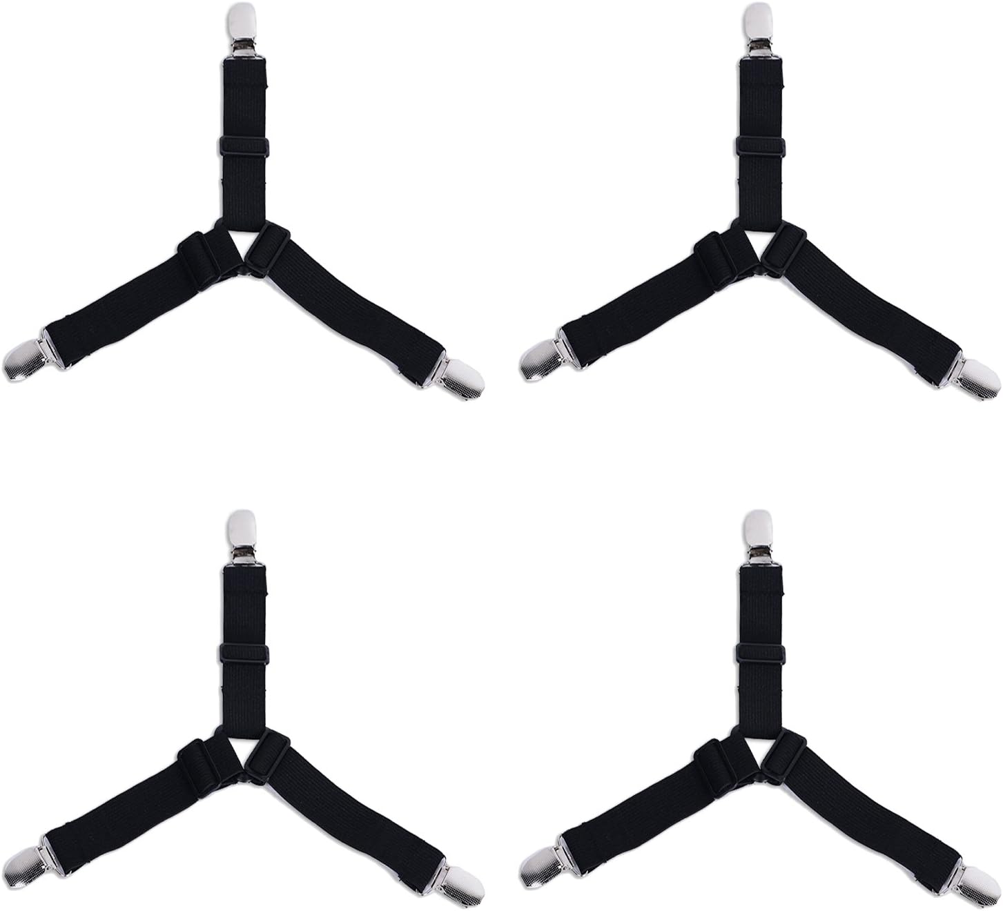 JOYTOUR Sheet Suspenders Straps of 3 Ways Adjustable Long Gripper Strong Elastic Heavy-duty Clips Non Slip Mattress Suspenders Bed Corner Holder 4pcs/set