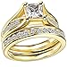 LWLH Jewelry Womens 18K Yellow/White Gold Plated Cubic Zirconia CZ Promise Engagement Wedding Band Rings Set