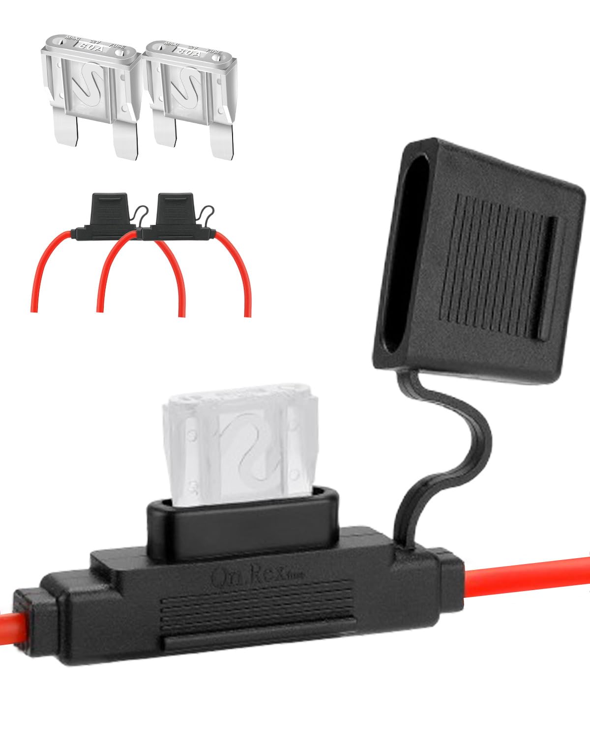 Photo 1 of 2 Pack Inline Maxi Fuse Holder - 8 AWG 12V Automotive Blade Fuse Holders with 2 Pcs 80 AMP Maxi Fuses