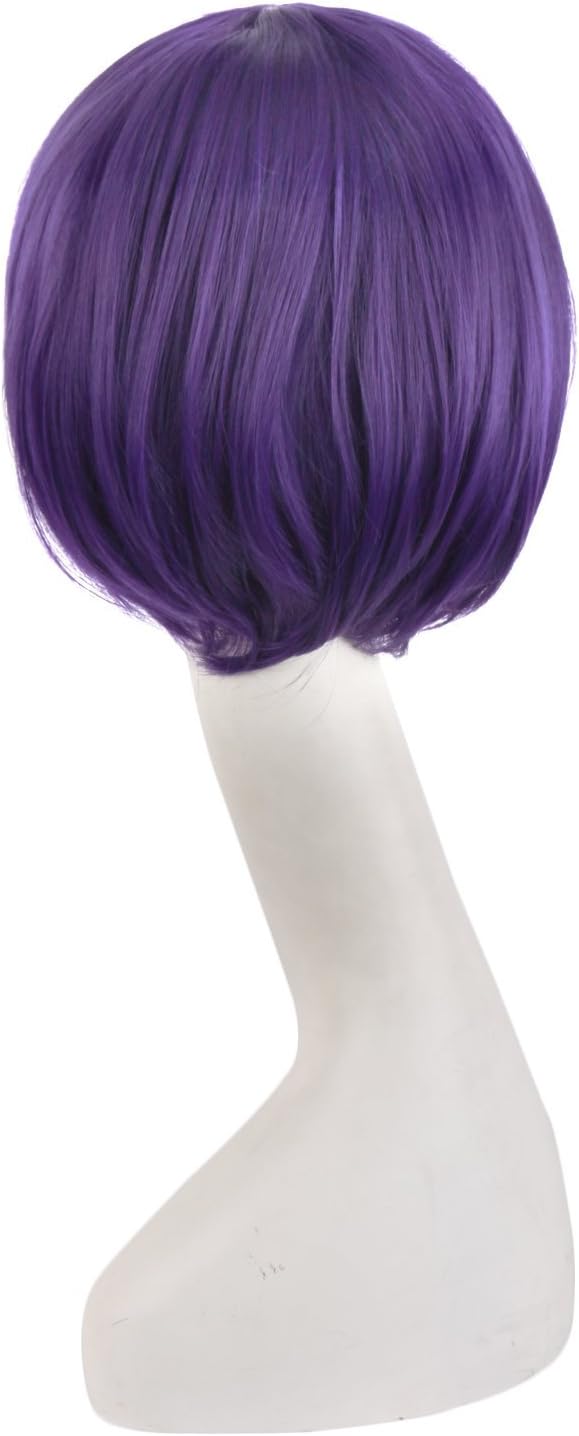 MapofBeauty 12"/30cm Short Paragraph Cosplay Wigs (Dark Purple), 12 Inch (Pack of 1) - Image 5