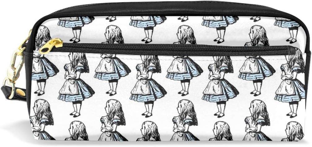 KEIOO Cosmetic Case Organizer Portable Storage Bag with Zipper for Travel Makeup Pencil Case Pen Bag Small Alice in Wonderland