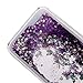 Phezen 3D Creative Shiny Quicksand Sparkle Heart Clear Liquid Glitter Hard Case for iPhone 7 Plus - Star:Purple