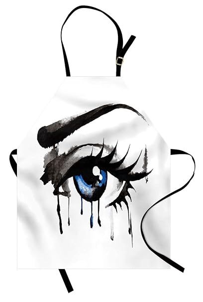 ABAKUHAUS Auge Kochschürze, Drastische Grafik eines Frauen-Auges mit tropfender Farbe Curvy Augenbraue und Lange Peitschen, H