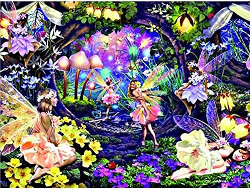 5D DIY Diamond Painting Full Round Drill Fly Fairy Flower Rhinestone Embroidery for Hone Wall Decoration