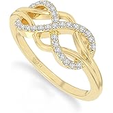 Natural Gemstone Infinity Promise Ring for Women in 925 Silver/18K Yellow/Rose Gold Vermeil, Birthstone Jewelry Gifts for Her Birthday, Wedding Anniversary, Graduation, Christmas, Mothers Day