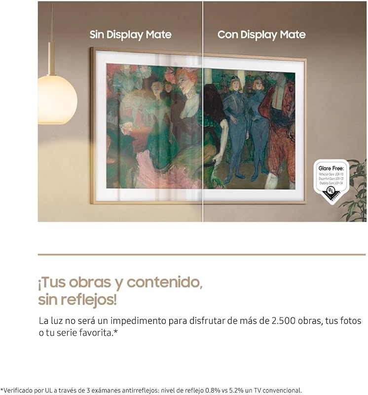 TV 65 Pulgadas The Frame LS03F 4K Smart TV, Galería de Arte con Display Mate, Marcos Intercambiables, 100% Volumen de Color con Quantum Dot y Cable Casi Invisible con One Connect