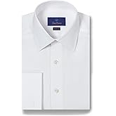 David Donahue Men's Regular Fit White Broadcloth French Cuff Dress Shirt