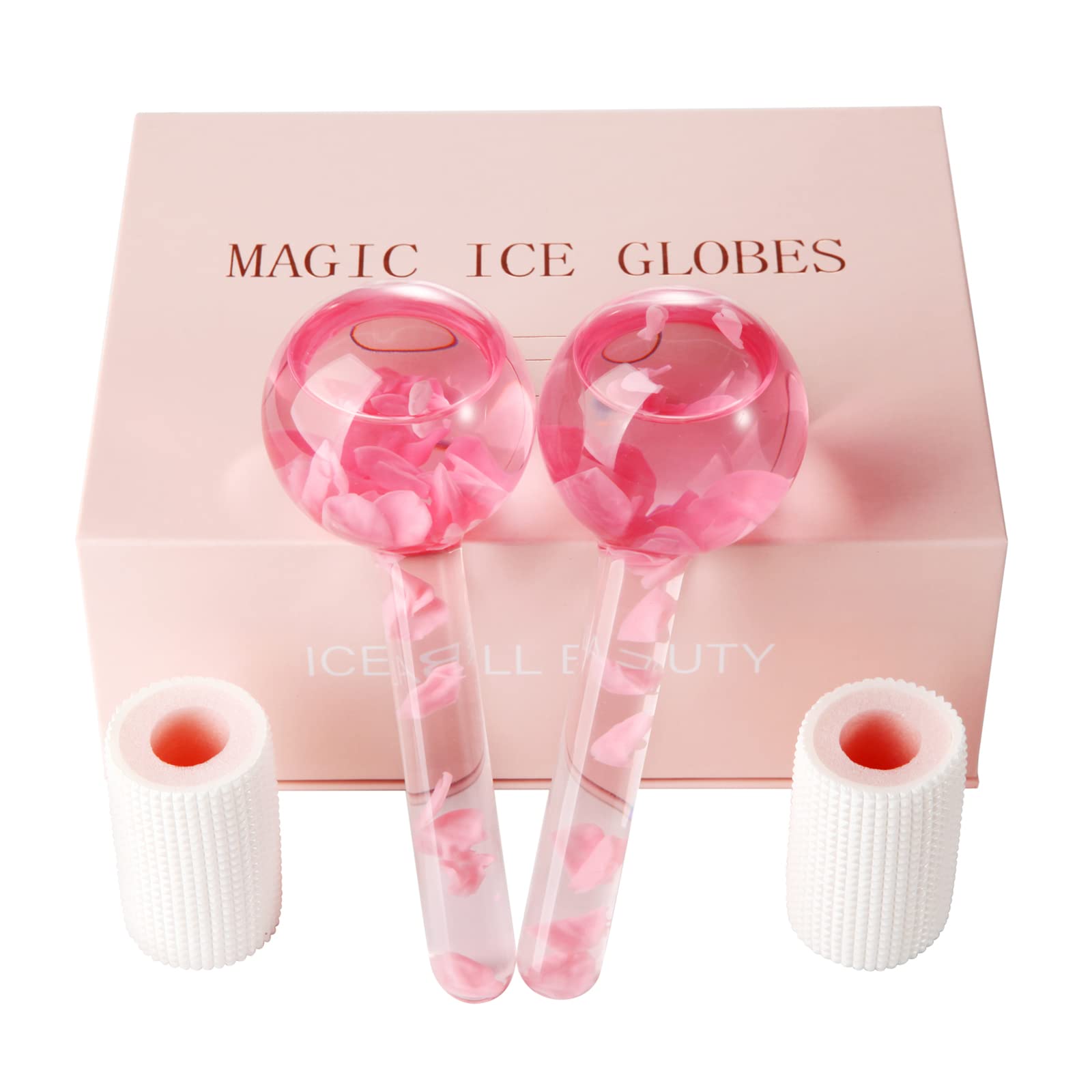Ice Globes for Face-Tighten Skin and Reduce Puffiness, Cryo Sticks-Cold or Hot Skin Massagers Globe, Cold Globes for Facials,Face Ice Globes Enhance Circulation (Pink)