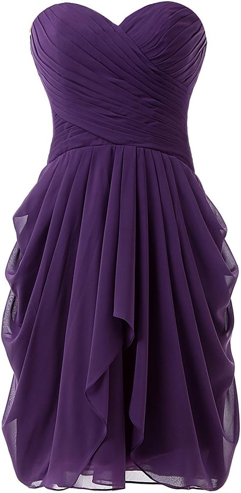 HONGFUYU Women's Chiffon Bridesmaid Dress Short Homecoming Prom Dresses