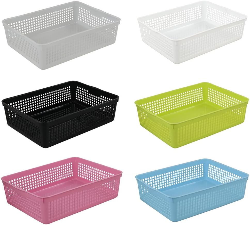 Obston Paper Organizer Basket, Plastic File Baskets, Colorful (6 Packs)