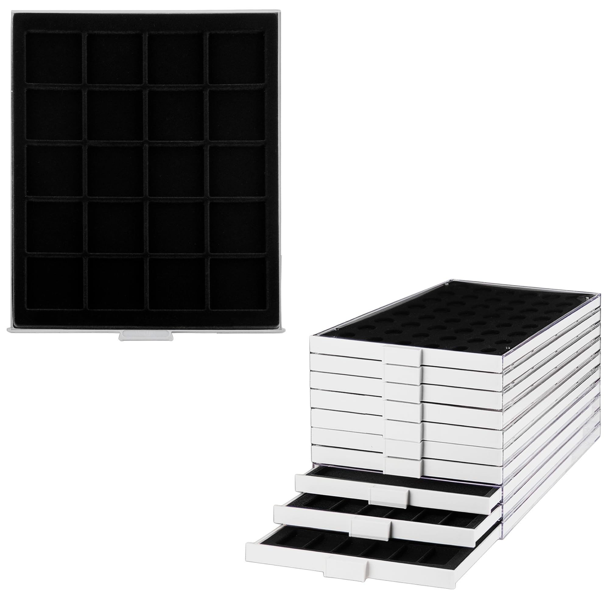 Prophila coin box gray 20 angular compartments for coins up to 47 mm, black insert