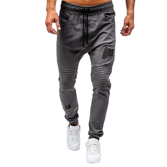 Geili Herren Jogginghose Sweatpants Gesteppt mit Seitentaschen Cargo Hose Männer Klassisch Lang Skinny Sporthose Gummiband Ko