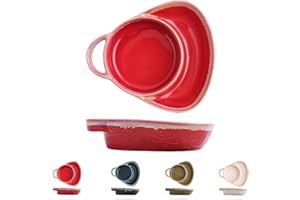 Soup and Side Bowl Plate Ceramic, Soup and Sandwich Bowls Combo, Stoneware Dual Compartment Side Bowl Set with Handle Breakfa