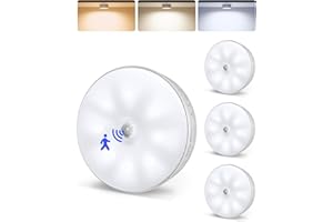 EZVALO 4 Pack Motion Sensor Closet Lights, 1200mAh USB-C Rechargeable LED Puck Lights, Under Cabinet Lights, Night Lights, Di