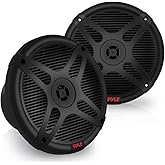 Pyle 6.5 Inch Marine Speakers - Coaxial 2-Way Waterproof Component Speaker Pair | Audio Stereo Sound System with Wireless RF Streaming Support | 6.5" In., 600 Watt - Pyle PLMRF65SB