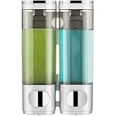 Pollock Shower Dispenser 2 Chamber No Drill Shampoo and Conditioner Dispenser for Bathroom, Large Capacity, Silver