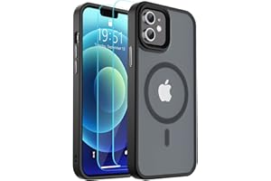 SUPFINE Magnetic for iPhone 12 Case/iPhone 12 Pro Case, [Compatible with MagSafe][10 FT Military Grade Drop Protection] 2X[Tempered Glass Screen Protector] Phone Cover for iPhone 12/12 Pro,Matte Black