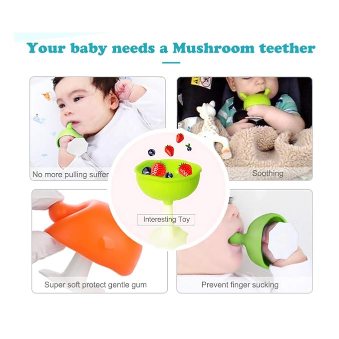 mombella mushroom teether pink