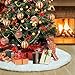 Christmas Tree Skirt - 48 Inches White Christmas Tree Skirt, Luxury Soft Faux Fur Tree Skirt , Pet Favors for Xmas Tree Decorations and Ornaments Fluffy Short Fur