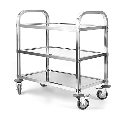 Nisorpa 3-Tier Stainless Steel Rolling Cart with Locking Wheels