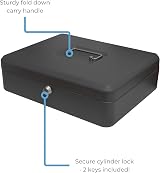 Cathedral Products Key Lockable Cash Box 12 Inch Black with 6 Compartment Tray view 4