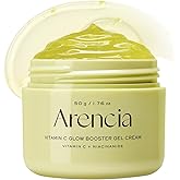 ARENCIA Vitamin C Booster Gel Cream with Niacinamide &amp; Glutathione &amp; Ceramide, Hydrating Gel Moisturizer, Supports Even-Looking Skin Tone &amp; Smooth Texture, 50 g (1.76 oz)