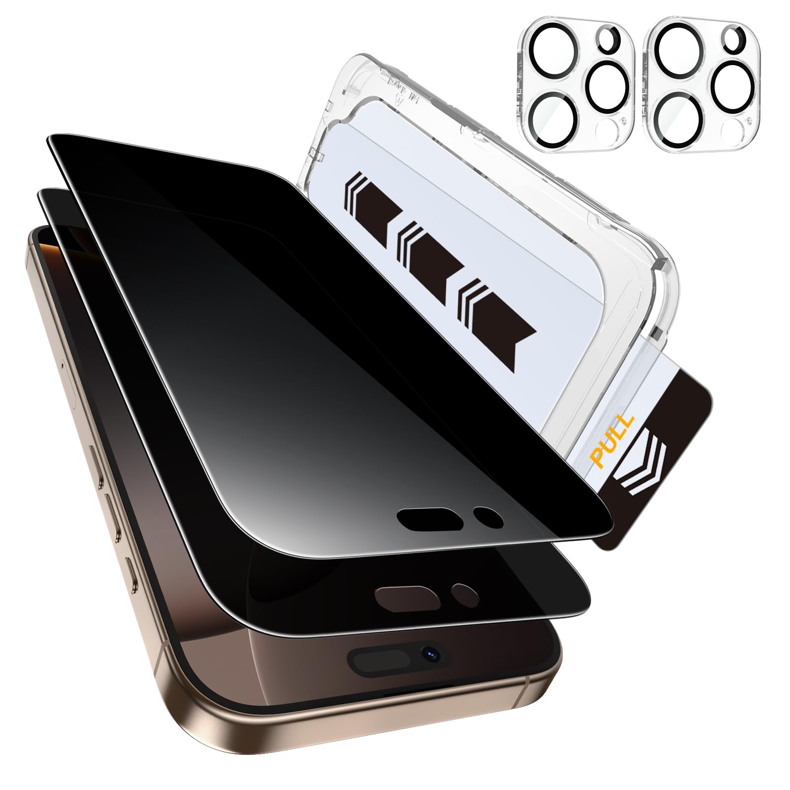 MOHAVE 2+2 Pack for iPhone 16 Pro Max Privacy Screen Protector 6.9" with Camera Lens Protector [Auto Alignment/Dust Removal] Anti Spy Tempered Glass [Military Grade Shatterproof] Case Friendly