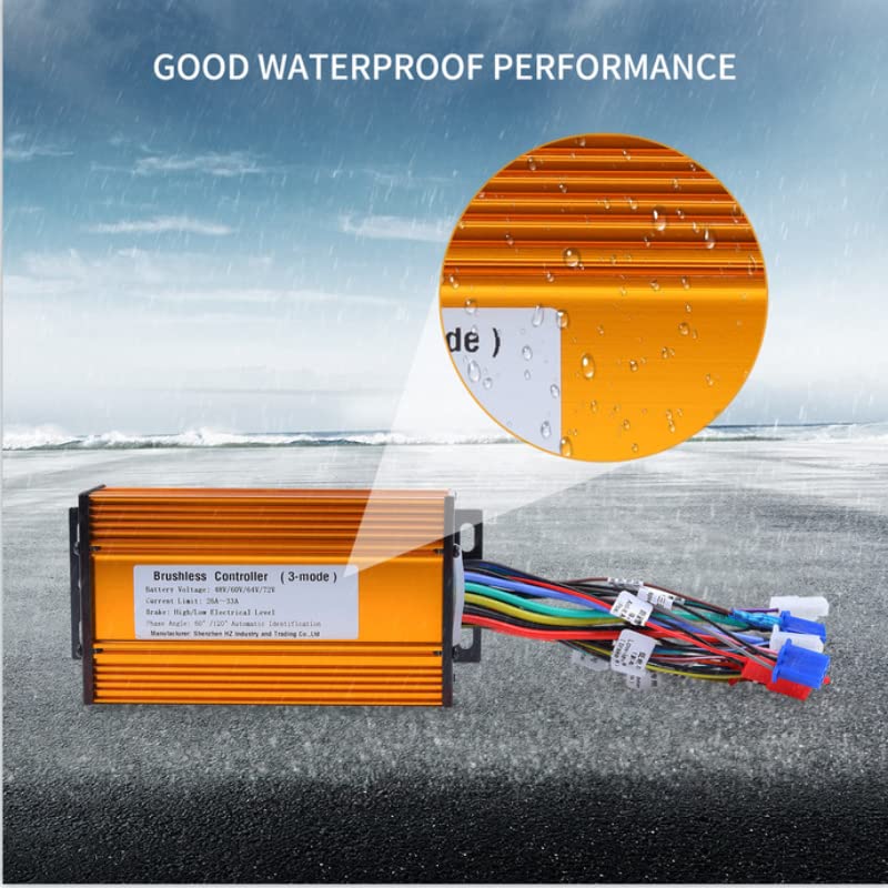 Gueiddi Ebike Brushless Controller, 48V/64V/72V Brushless Motor Controller 3 Mode Metal 1000W-1500W Motor Brushless Controller High Power Universal Brushless DC Motor Controller for Ebike & Scooter