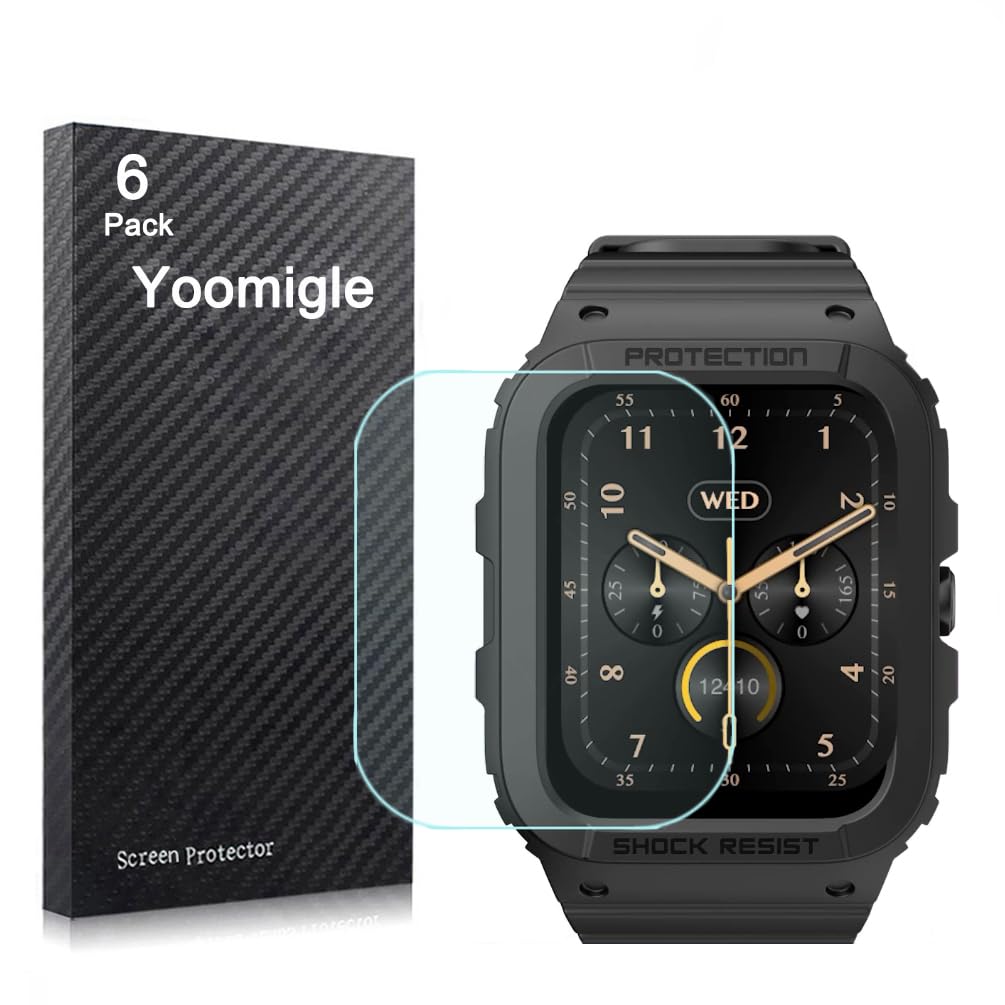 Yoomigle 6 Pack Compatible with AKUMAKA AW13 1.8'' Screen Protector Film for VeryFit AW13 1.8 inch Smartwatch Screen Protectors Foils Screen Cover Crystal Clear HD Anti-Scratch Anti-Fingerprint