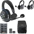Eartec UL312 Ultralite-HD 3-Person Full Duplex Wireless Intercom Headset Communication System, Single and Dual Ear Headsets, Up to 1000ft Range, U.S. Company