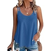 koiqzlv Summer Tank Tops Embroidery for Women Sleeveless Loose Fit Scoop Neck Casual Blouse Sexy Cute Cami for Womens Trendy