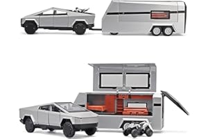 OANMYJJO Toy Trucks for Boys Mars Pickup Trailer Toy RV,Diecast Metal Pickup Trailer RV Model Kit,Toy Truck and Trailer with Sound and Light Pull Back,Truck and Trailer Toys for Boys Ages 4-7（Silver）