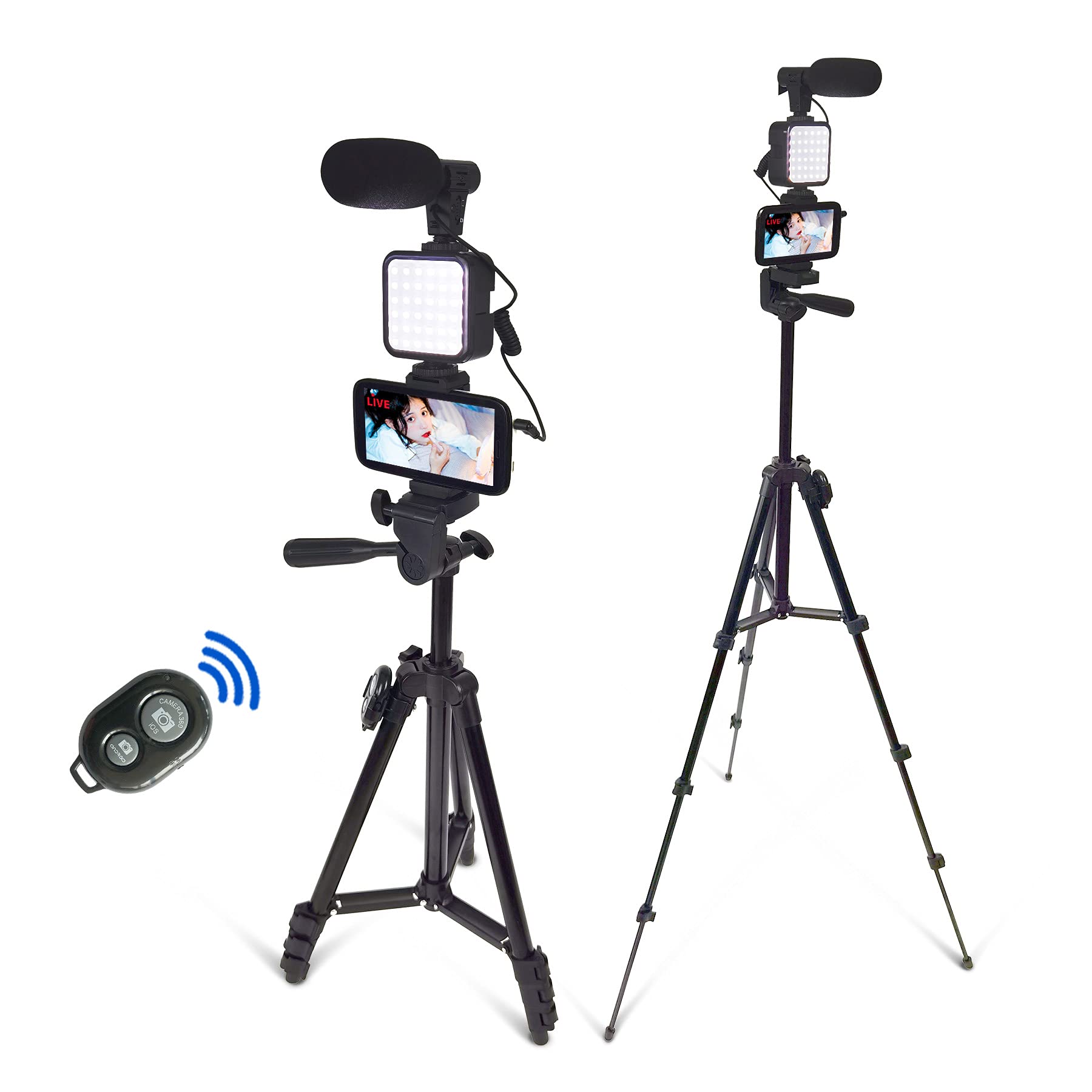 Photo 1 of Smartphone Video Kit, Vlogging Kit, Youtuber Kit, with Microphone Light Tripod 50" Extendable Phone Clip Remote Control Compatible with iPhone/Smartphone/Cameras