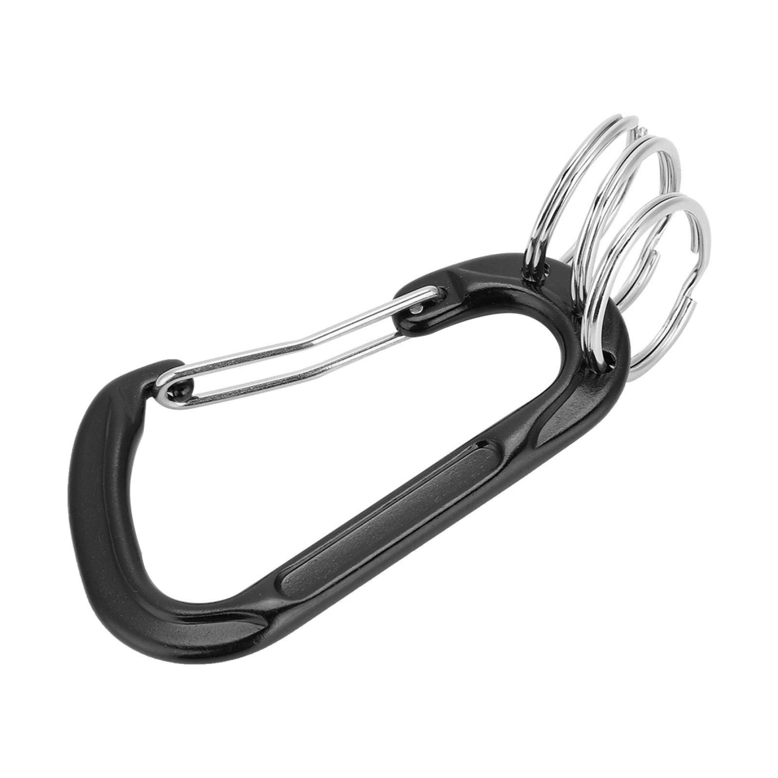 D-Ring Carabiner, Aluminium Alloy Key Chain Clip Hook for Hiking, Camping, Fishing, Hammocks (9.00 * 4.00 * 1.50cm-Black)