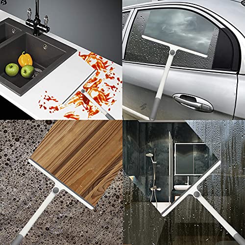 Neilgo 2 Pack Shower Squeegee for Glass Doors Silicone Window Squeegee Bathroom Squeegee All-Purpose Squeegee with Silicone Blade Non-Slip Handle (2 Pack White+White)