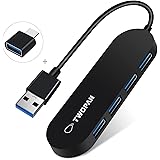 TWOPAN 4-Port USB Hub 3.0 Adapter, Ultra Slim USB Splitter for Laptop, Multiport USB Hub with USB to USB C Adapter for MacBoo