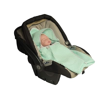 MoMika Einschlagdecke, Universal für Babyschale, Autositz, für Kinderwagen, Buggy oder Babybett, aus Waffelpique (Aquamarina)