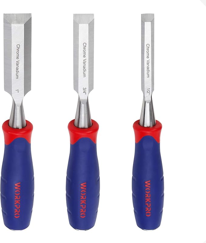WORKPRO 3 Pieces Wood Chisels Set, Bevel Edge Wood Carving Chisel