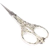 BIHRTC Vintage European Style Scissors Stainless Steel for Cross Stitch Cutting Embroidery Sewing Handcraft Craft Art Work DIY Tool(Silver)