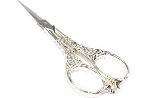 BIHRTC Vintage European Style Scissors Stainless Steel for Cross Stitch Cutting Embroidery Sewing Handcraft Craft Art Work DIY Tool(Silver)