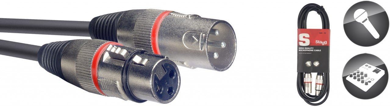 Stagg SMC10 RD 10 m XLR Male to Female Microphone Cable with Red Ring